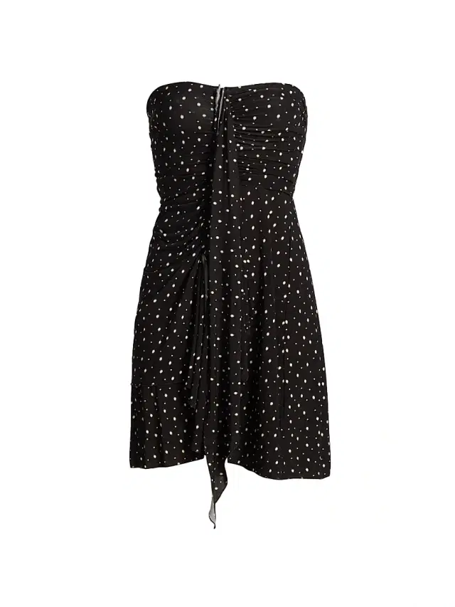Women's Gemma Polka-Dot Draped Strapless Minidress - Black Ecru