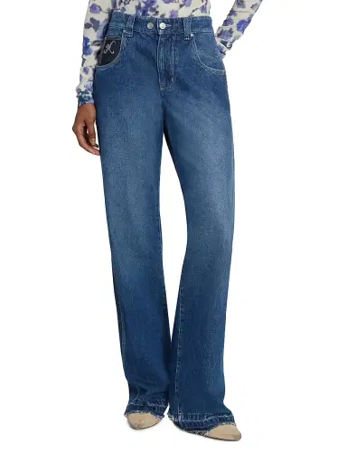 Isabel Marant Women's Jeyda Cotton Wide-Leg Jeans | Thumbnail 3