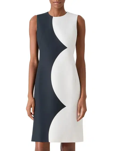 Akris Women's Cloud Print Cotton-Silk Sheath Dress - Black Ecru - Size 10 | Thumbnail 2 Akris Women's Cloud Print Cotton-Silk Sheath Dress - Black Ecru - Size 10 | Thumbnail 2