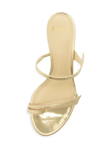Alexandre Birman Women's Tita 60MM Metallic Leather Sandals - Yellow - Size 10 | Thumbnail 6