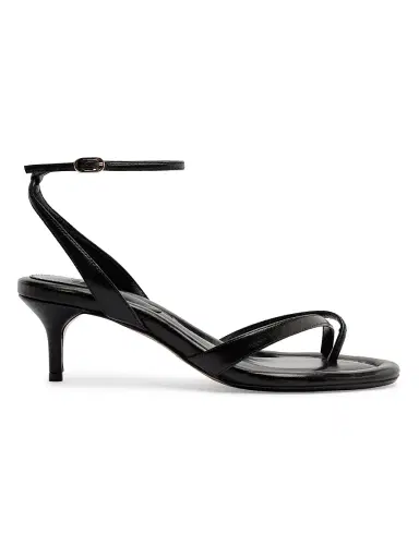 Alexandre Birman Women's Nelly 50MM Leather Kitten-Heel Sandals - Black | Thumbnail 1 Alexandre Birman Women's Nelly 50MM Leather Kitten-Heel Sandals - Black | Thumbnail 1