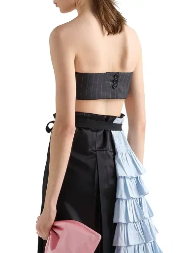 Prada Women's Pinstripe Wool Bandeau Top | Thumbnail 3 Prada Women's Pinstripe Wool Bandeau Top | Thumbnail 3