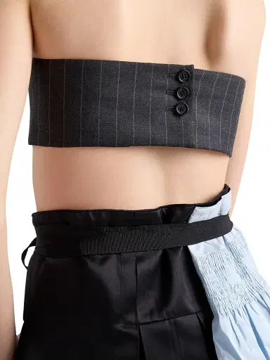 Prada Women's Pinstripe Wool Bandeau Top | Thumbnail 4 Prada Women's Pinstripe Wool Bandeau Top | Thumbnail 4