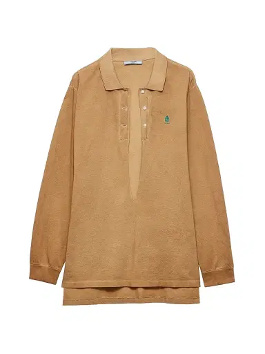 Prada Women's Long-Sleeved Cotton Pique Polo Shirt - Beige Khaki | Thumbnail 1 Prada Women's Long-Sleeved Cotton Pique Polo Shirt - Beige Khaki | Thumbnail 1