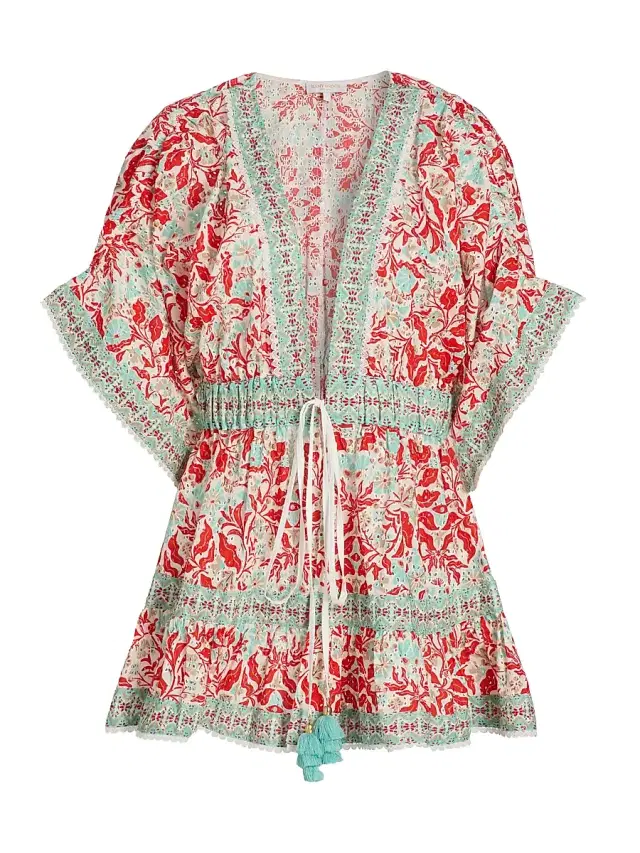 Women's Margo Cotton Cover-Up Minidress - Flame Combo