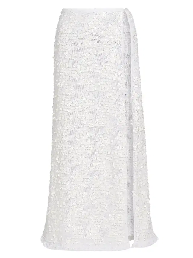 Women's Lucille Sequin-Embellished Cotton Cover-Up Maxi Skirt - White Paillette