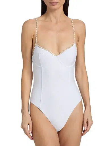 Ramy Brook Women's Jayda Braided Underwire One-Piece Swimsuit - White | Thumbnail 3