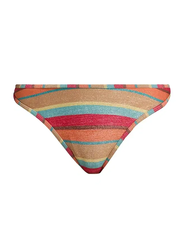 Ramy Brook Women's Isla Striped Bikini Bottom - Flame Glitter Stripe