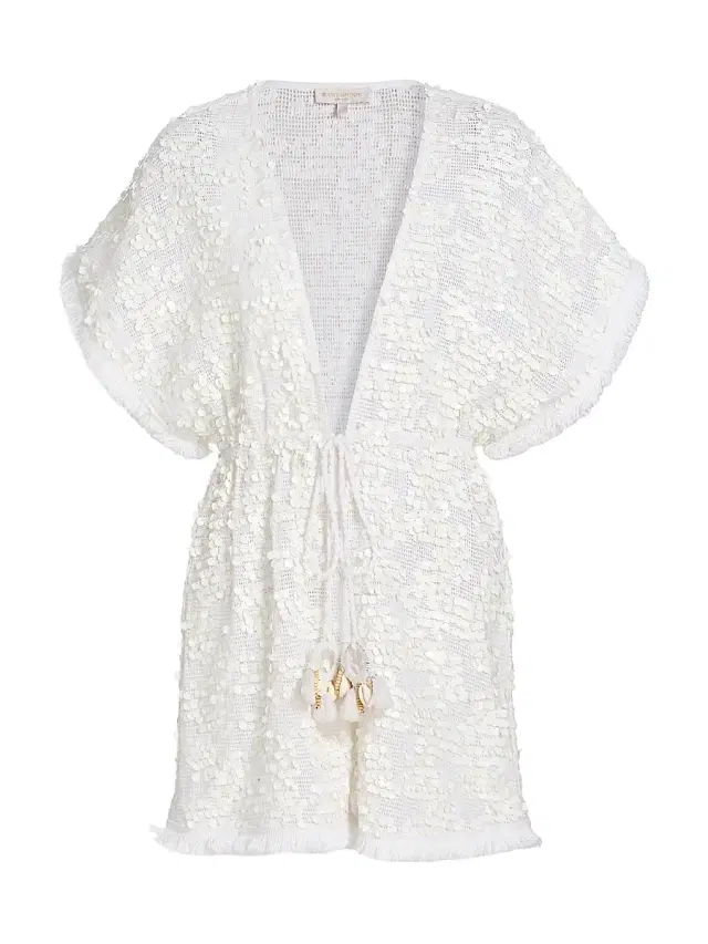 Women's Laurie Sequin-Embellished Cover-Up Minidress - White Paillette