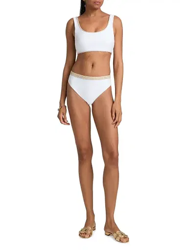 Ramy Brook Women's Maeve Braided-Trim Bikini Top - White - Size XL | Thumbnail 2