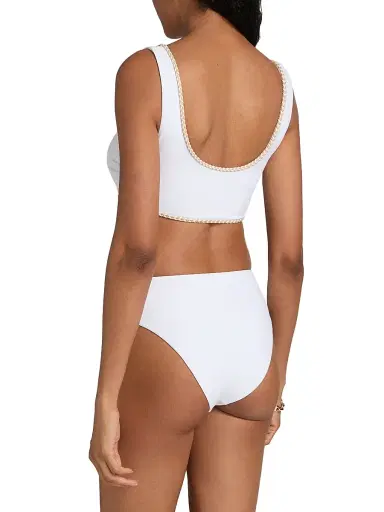 Ramy Brook Women's Maeve Braided-Trim Bikini Top - White - Size XL | Thumbnail 4