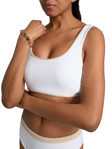 Ramy Brook Women's Maeve Braided-Trim Bikini Top - White - Size XL | Thumbnail 5