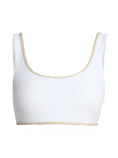 Ramy Brook Women's Maeve Braided-Trim Bikini Top - White - Size XL | Thumbnail 1