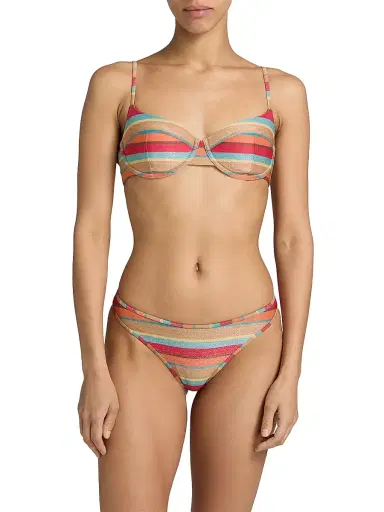 Ramy Brook Women's Mona Striped Bikini Top - Flame Glitter Stripe | Thumbnail 3