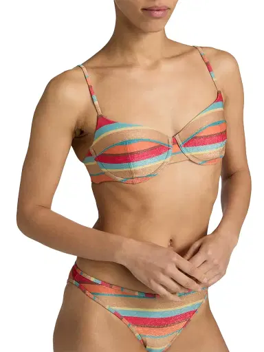 Ramy Brook Women's Mona Striped Bikini Top - Flame Glitter Stripe | Thumbnail 5