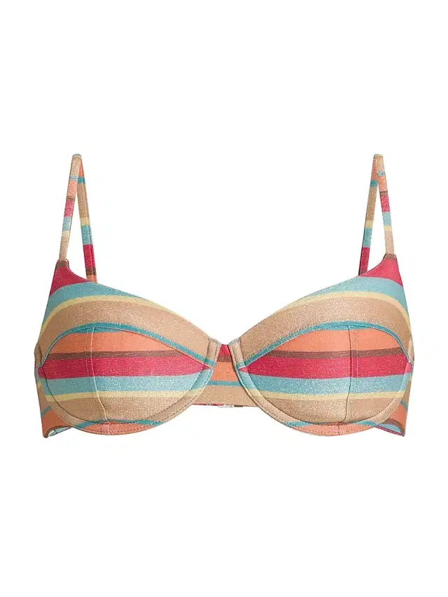 Ramy Brook Women's Mona Striped Bikini Top - Flame Glitter Stripe