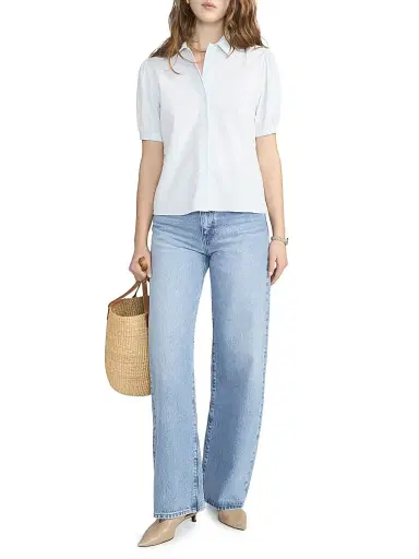 Frame Women's The Cord Staple Puff-Sleeve Blouse | Thumbnail 2 Frame Women's The Cord Staple Puff-Sleeve Blouse | Thumbnail 2