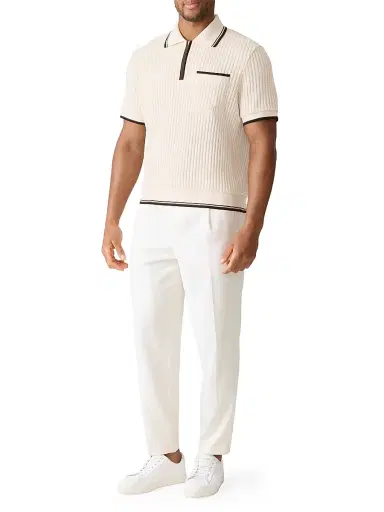 Mackage Men's Estaban Crochet-Knit Quarter-Zip Polo Shirt | Thumbnail 2 Mackage Men's Estaban Crochet-Knit Quarter-Zip Polo Shirt | Thumbnail 2