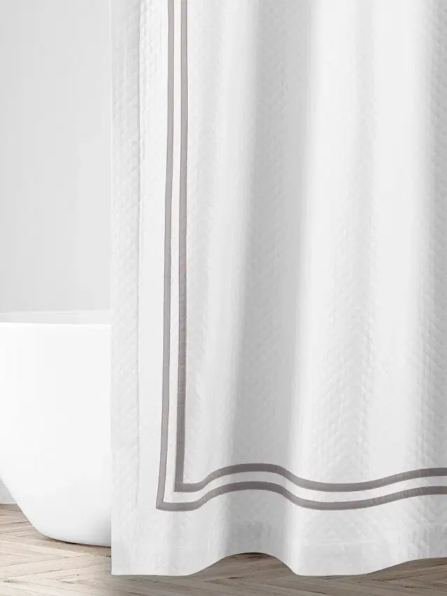 Home Treasures Ribbons Diamante Pique Shower Curtain - White Chrome