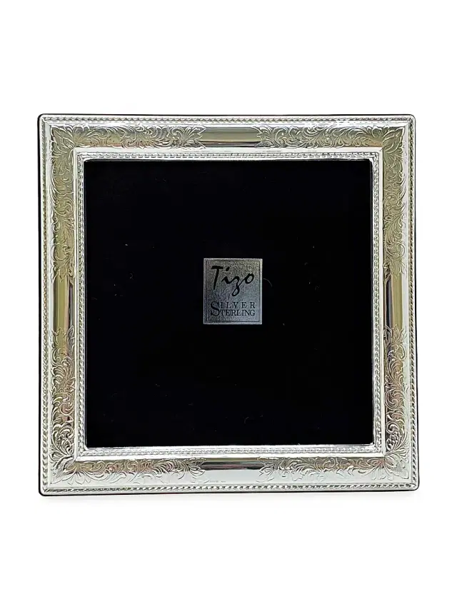 Tizo Sterling Silver Engraved Rope Frame - Silver 4x6
