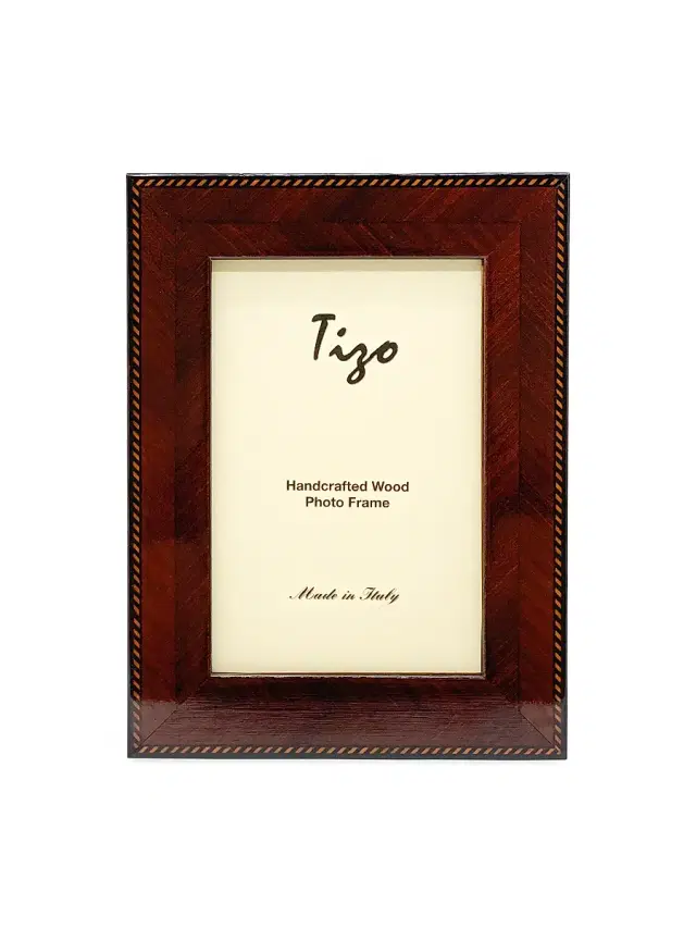 Tizo Inlaid Wood Braid Border Frame - Brown 5 x 7