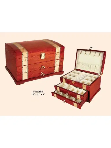 Tizo Inlaid Wood Jewelry Chest - Brown | Thumbnail 3