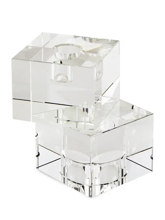 Tizo Clear Crystal Cubes Small Candleholder - Clear