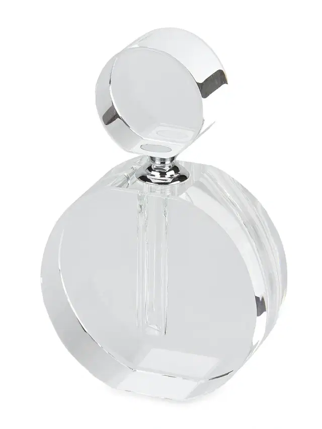 Clear Crystal Flat Perfume Bottle - Clear