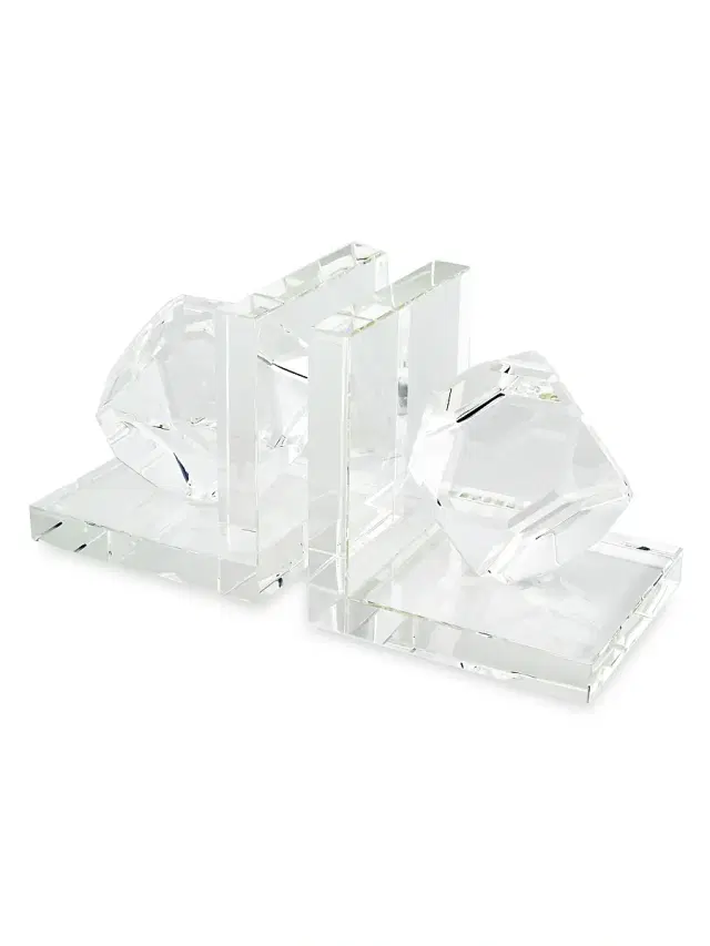 Tizo Clear Crystal Bookend Pair - Clear