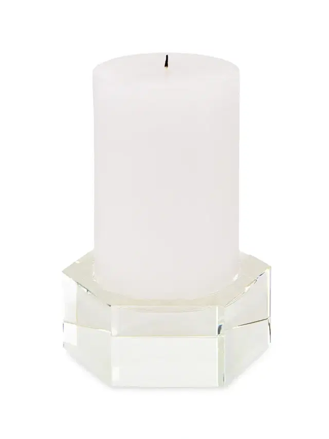 Tizo Clear Crystal Hexagon-Cut Candleholder - Clear Medium