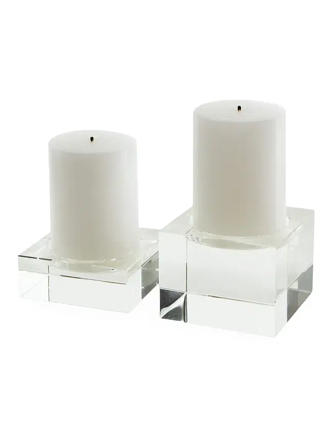 Tizo Crystal Pillar Candleholder - Clear Medium