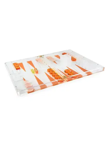 Tizo Acrylic Backgammon Board Game - Orange | Thumbnail 3