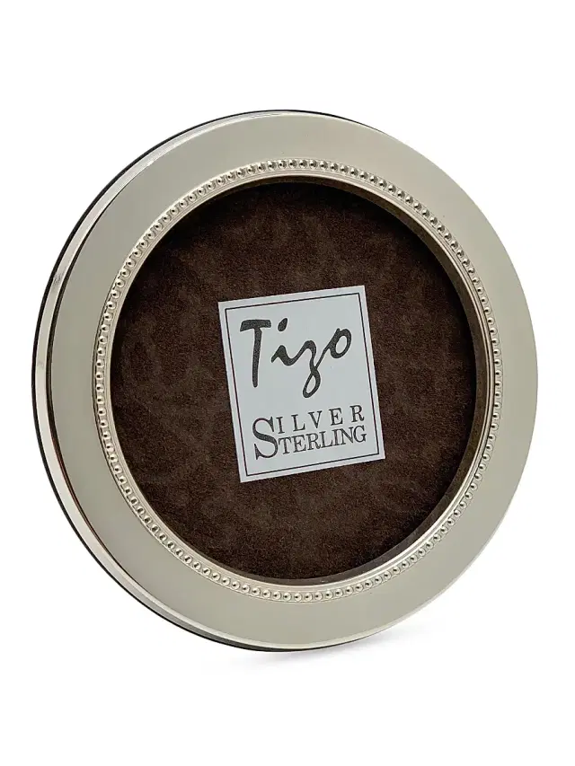 Sterling Silver Round Luxe Beaded Frame - Silver