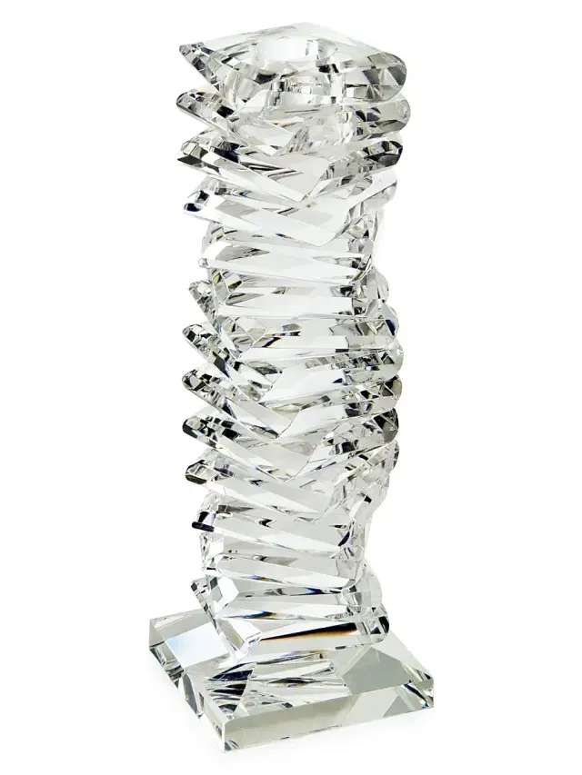 Tizo Clear Crystal Twisted Candleholder - Clear Large