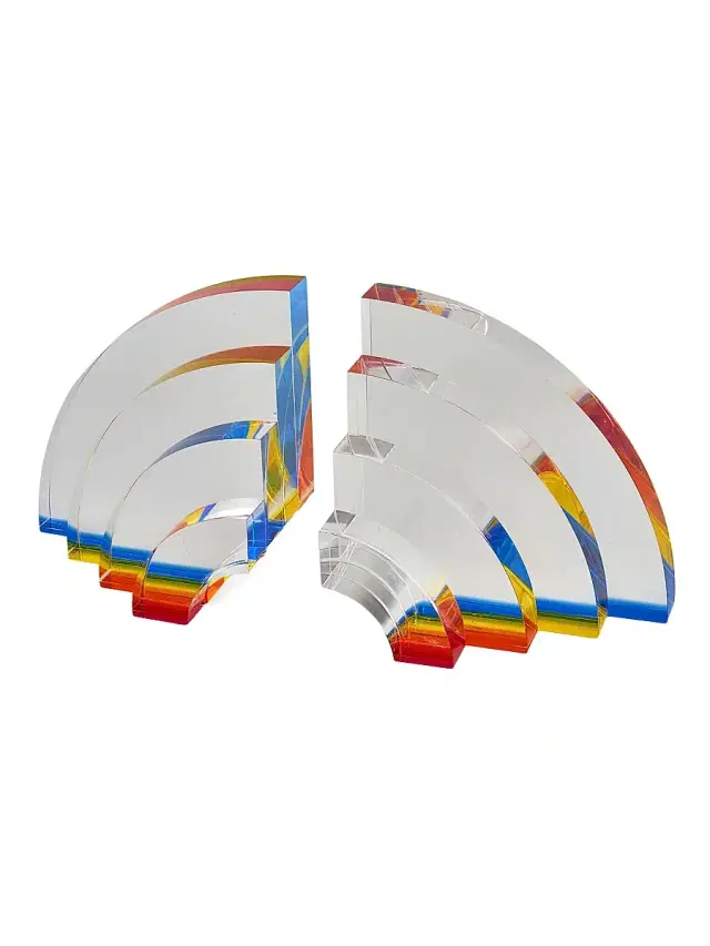Tizo Rainbow Lucite Bookend Pair - Clear Rainbow