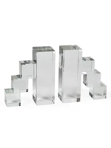 Tizo Crystal Block Steps 2-Piece Bookend Set - Clear | Thumbnail 1