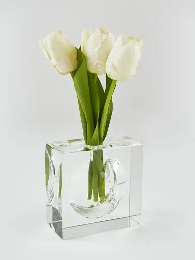 Tizo Crystal Square Bubble Vase - Clear Large | Thumbnail 2 Tizo Crystal Square Bubble Vase - Clear Large | Thumbnail 2