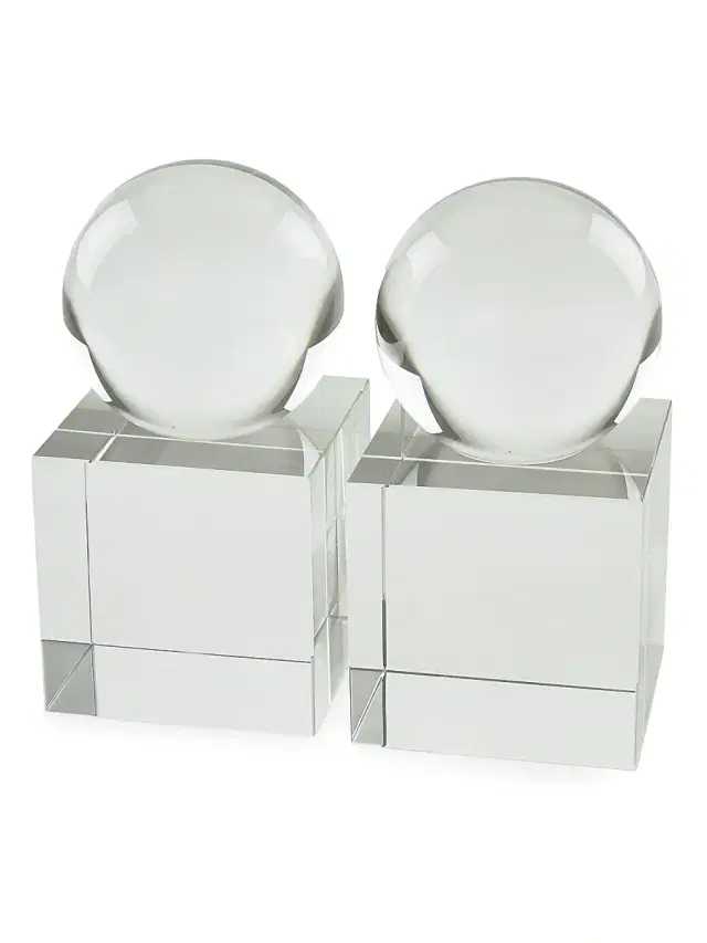 Tizo Clear Crystal Sphere Bookend Pair - Clear