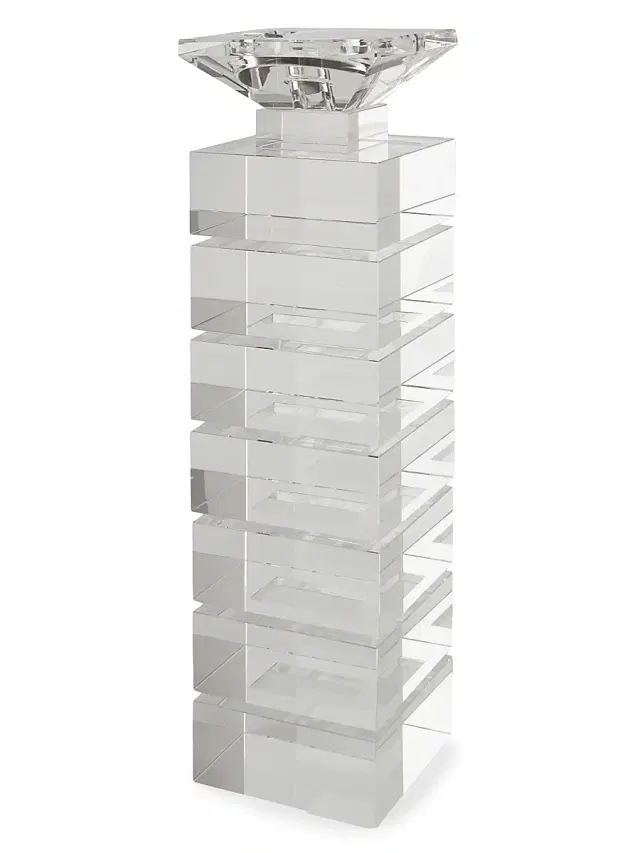 Tizo Clear Cut Crystal Illusion Large Candleholder - Clear