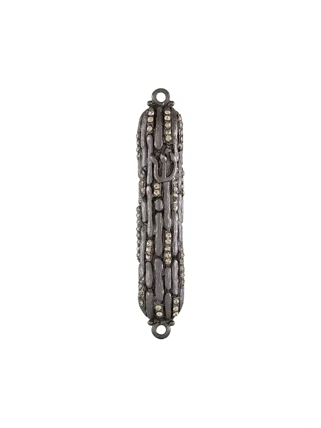 Tizo Crystal Metal Mezuzah - Black