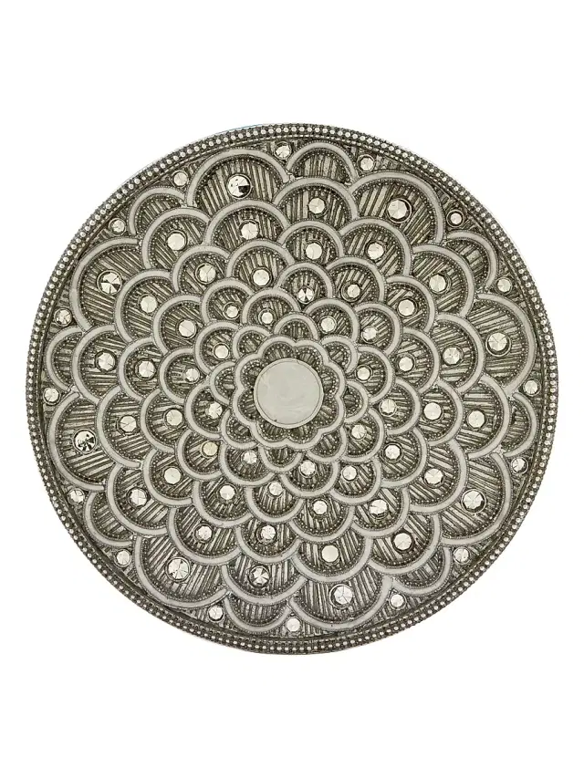 Tizo Crystal Enameled Coaster - Silver White