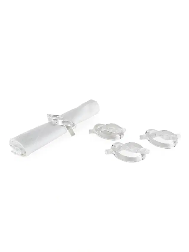 Tizo Lucite 4-Piece Knot Napkin Ring Set - Clear