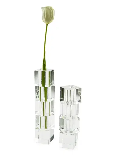 Tizo Crystal Stacked Block Bud Vase - Clear Large | Thumbnail 2
