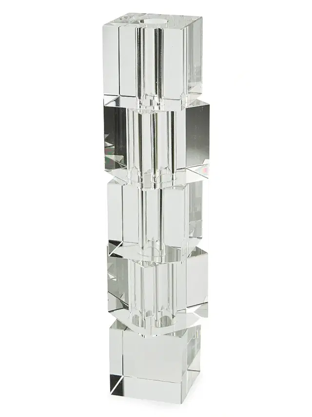 Tizo Crystal Stacked Block Bud Vase - Clear Large