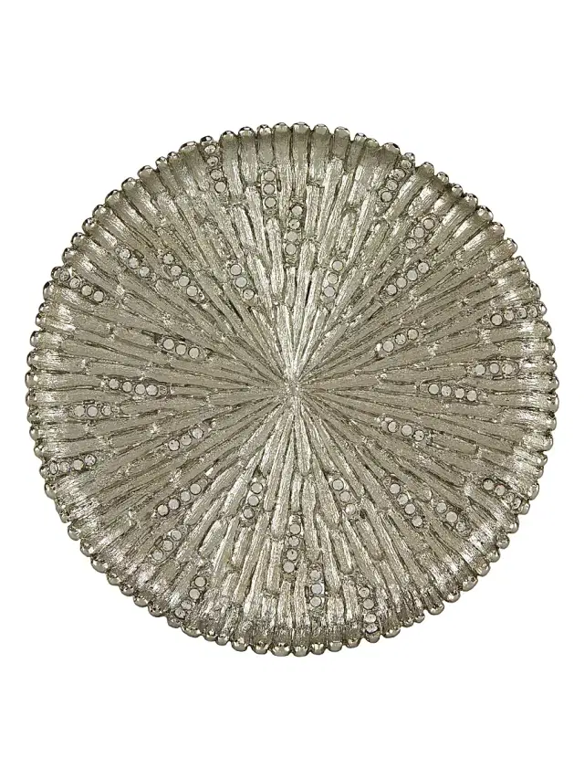 Tizo Crystal Enameled Round Coaster - Silver