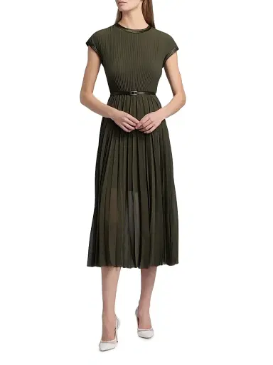 Jason Wu Collection Women's Chiffon Pleated Midi-Dress - Hunter Green - Size 12 | Thumbnail 2