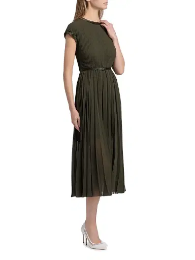 Jason Wu Collection Women's Chiffon Pleated Midi-Dress - Hunter Green - Size 12 | Thumbnail 4