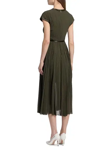 Jason Wu Collection Women's Chiffon Pleated Midi-Dress - Hunter Green - Size 12 | Thumbnail 5