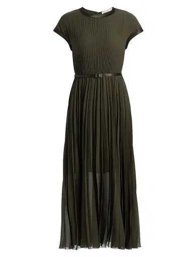 Jason Wu Collection Women's Chiffon Pleated Midi-Dress - Hunter Green - Size 12 | Thumbnail 1