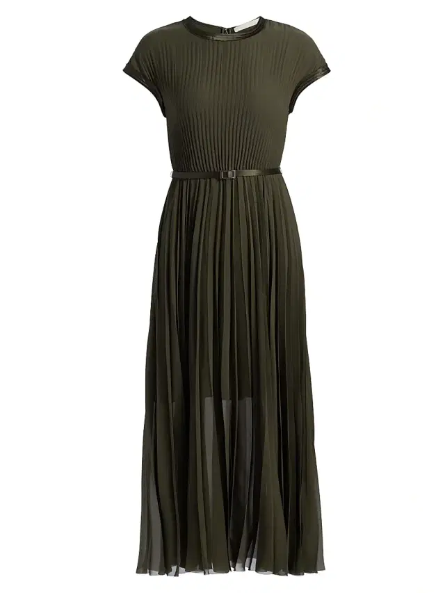 Jason Wu Collection Women's Chiffon Pleated Midi-Dress - Hunter Green